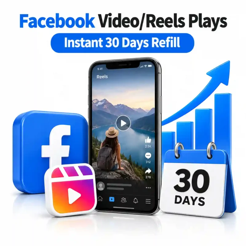 Facebook Video/Reels Plays Instant 30 Days Refill